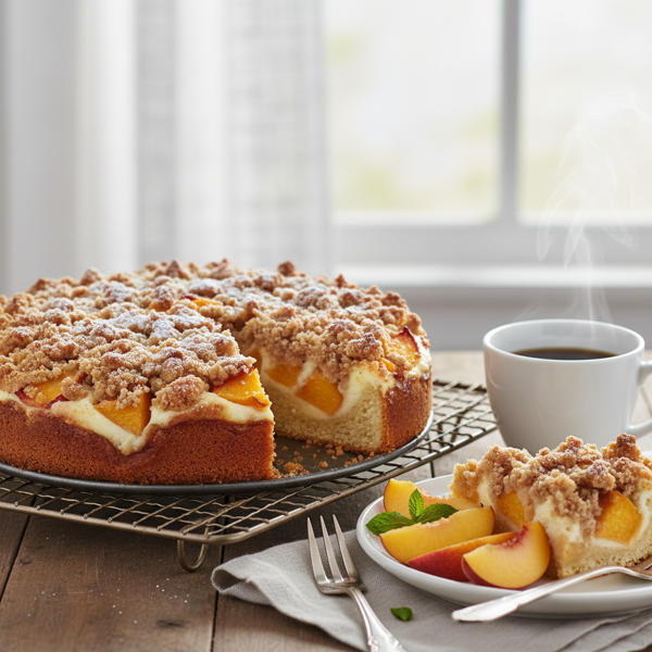 Delicious Peach Cream Cheese Coffee Cake recipe