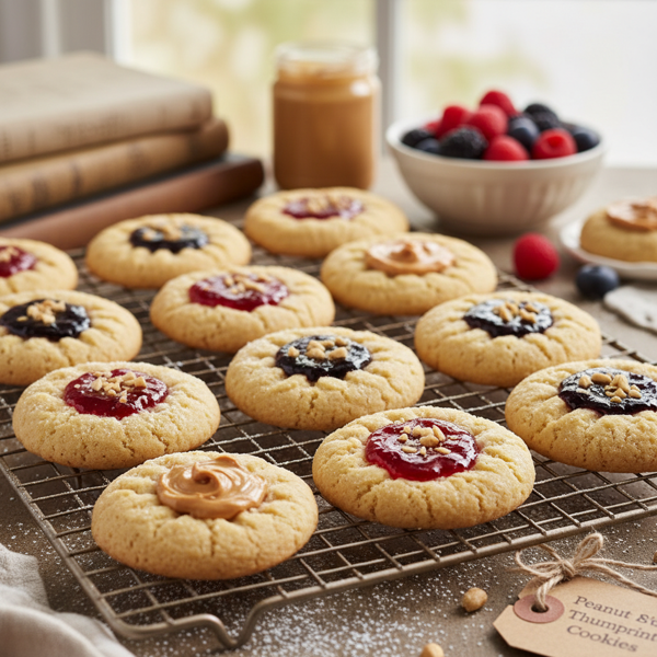 Delicious Peanut Butter & Jelly Thumbprint Cookies recipe