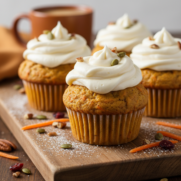 Delicious Pumpkin Carrot Cake Muffins with Cream Cheese Frosting recipe