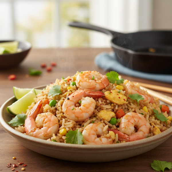 Delicious Shrimp Fried Rice with Cilantro recipe