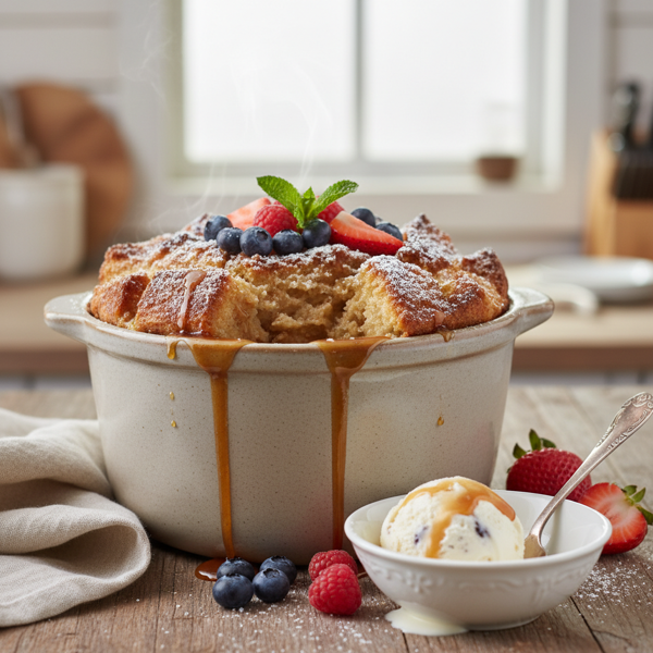 Delicious Slow Cooker Bread Pudding Delight recipe