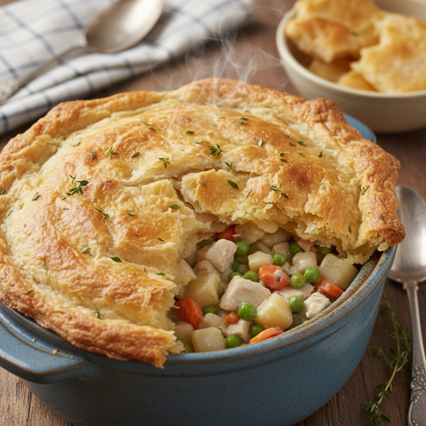 Delicious Slow Cooker Chicken Pot Pie with Flaky Topping recipe