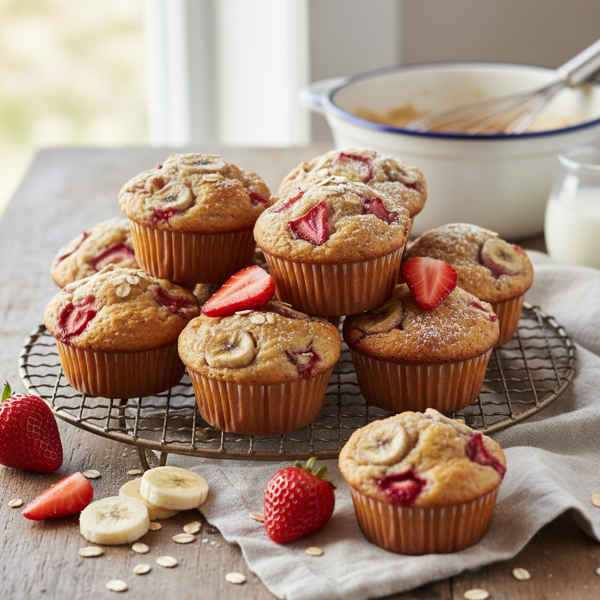 Delicious Strawberry-Banana Muffins recipe