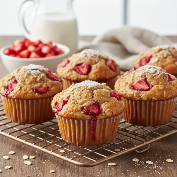 Delicious Strawberry Rhubarb Breakfast Muffins recipe