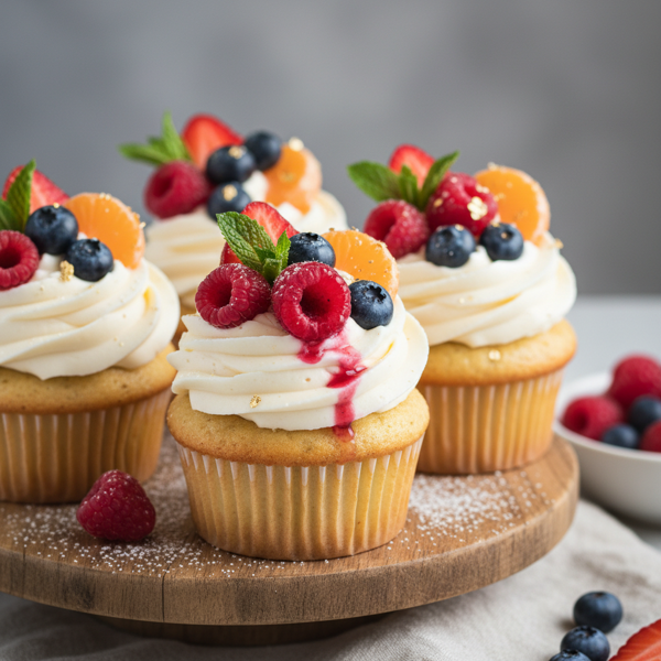 Delicious Vanilla Fruit Burst Cupcakes recipe