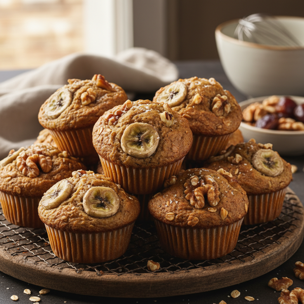 Delicious Vegan Banana Date Walnut Muffins recipe