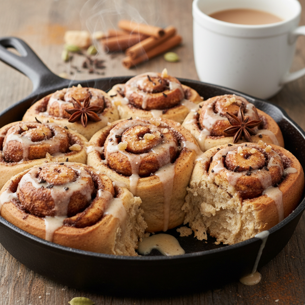 Delicious Whole Wheat Chai-Spiced Cinnamon Rolls recipe