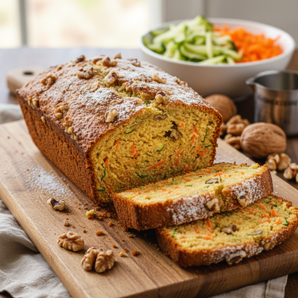 Delicious Zucchini Carrot Walnut Bread recipe