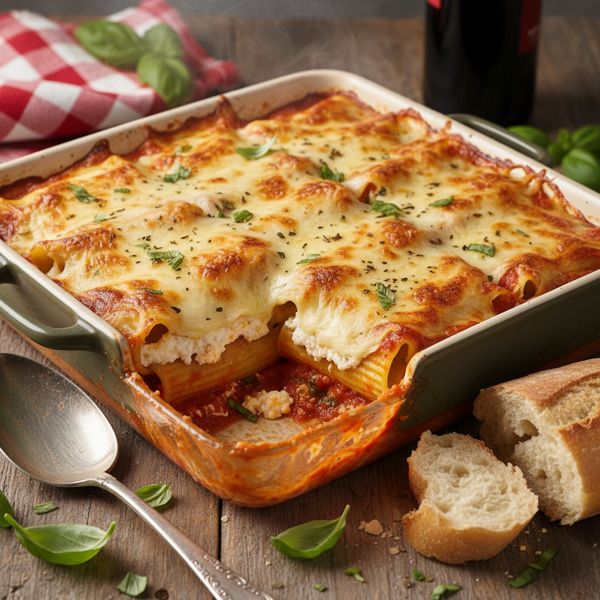 Deliciously Cheesy Baked Manicotti recipe