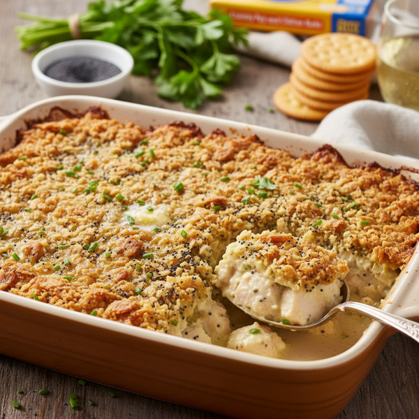 Deliciously Creamy Ritz Poppy Seed Chicken Bake recipe