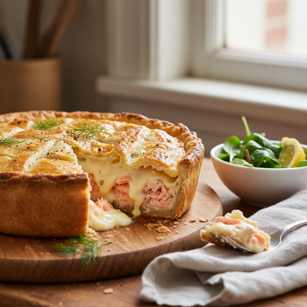Deliciously Creamy Salmon and Brie Pie recipe