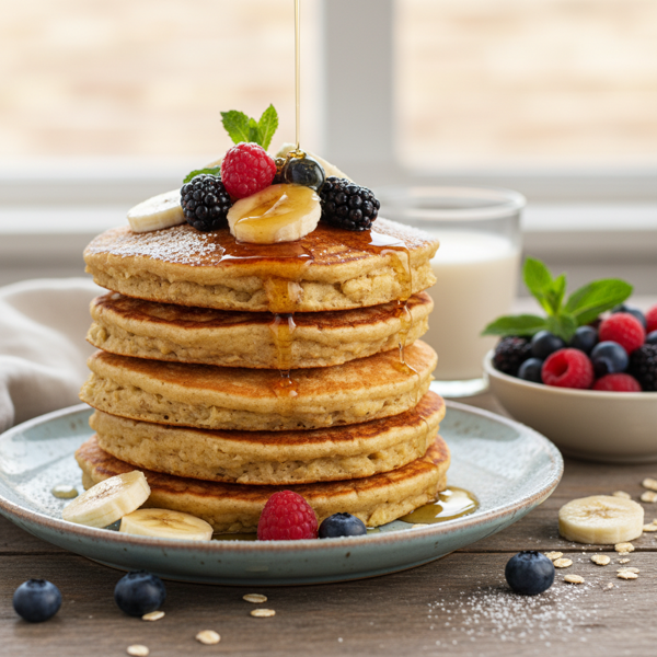 Deliciously Fluffy Vegan Oatmeal Pancakes recipe