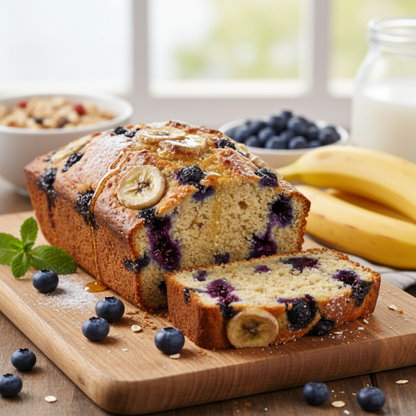 Deliciously Healthy Blueberry-Banana Bread recipe