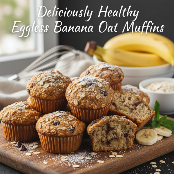 Deliciously Healthy Eggless Banana Oat Muffins recipe