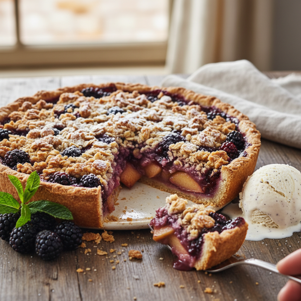 Deliciously Hearty Blackberry-Apple Crumble Pie recipe