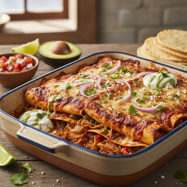 Deliciously Layered Chicken Enchiladas recipe