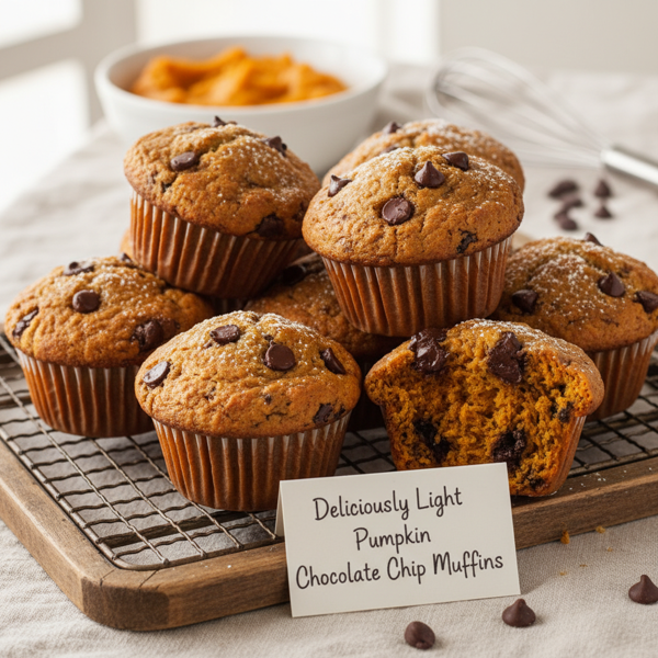 Deliciously Light Pumpkin Chocolate Chip Muffins recipe