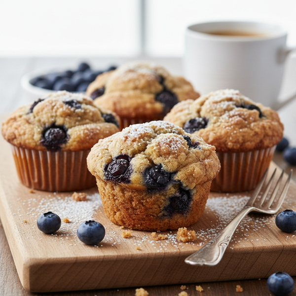 Deliciously Moist Blueberry Coffee Cake Muffins recipe