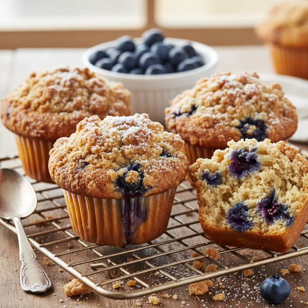 Deliciously Moist Blueberry Crumb Muffins recipe