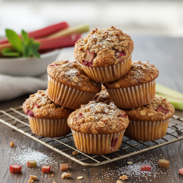 Deliciously Moist Rhubarb Streusel Muffins recipe