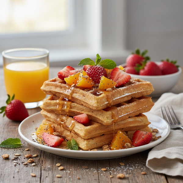 Deliciously Nutritious Strawberry Orange Multigrain Waffles recipe