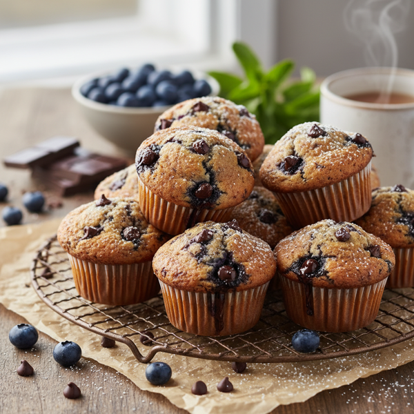 Deliciously Nutritious Vegan Blueberry Chocolate Chip Muffins recipe