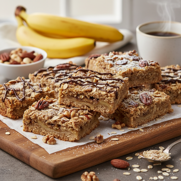 Deliciously Nutty Banana Oat Breakfast Bars recipe