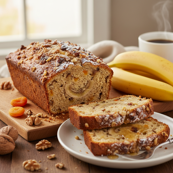 Deliciously Nutty Banana & Apricot Breakfast Loaf recipe