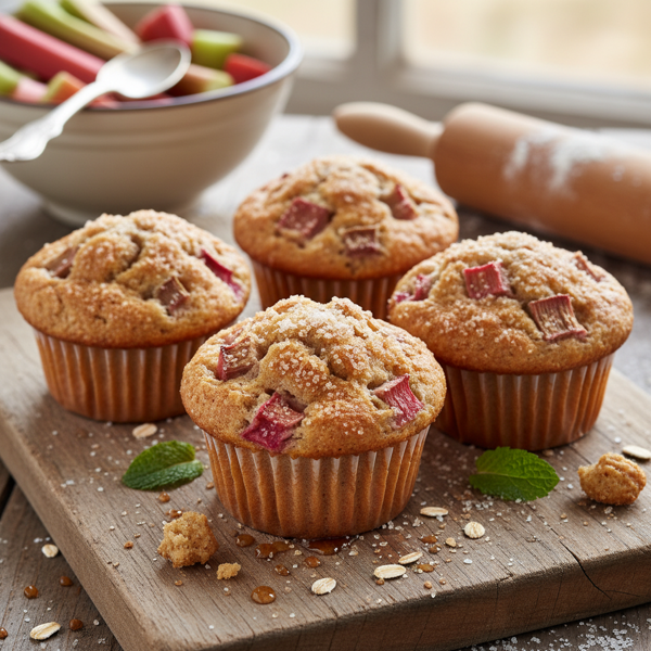 Deliciously Rustic Rhubarb Muffins recipe