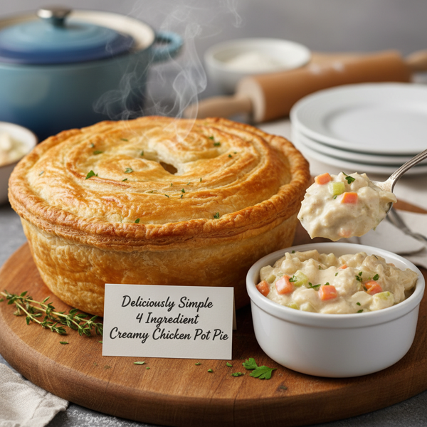 Deliciously Simple 4-Ingredient Creamy Chicken Pot Pie recipe