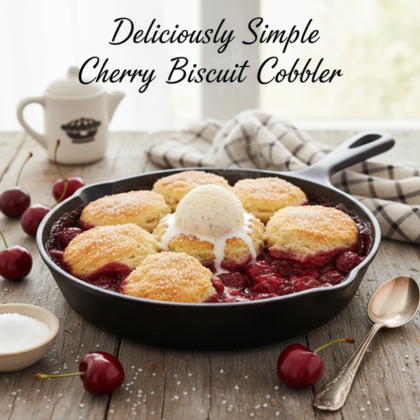 Deliciously Simple Cherry Biscuit Cobbler recipe