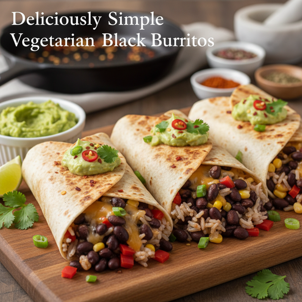 Deliciously Simple Vegetarian Black Bean Burritos recipe