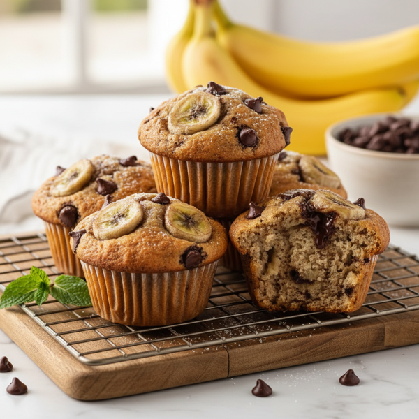 Deliciously Soft Banana Chocolate Chip Muffins recipe