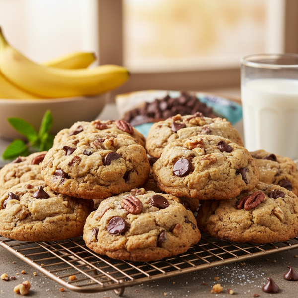 Deliciously Soft Banana Nut Chocolate Chip Cookies recipe