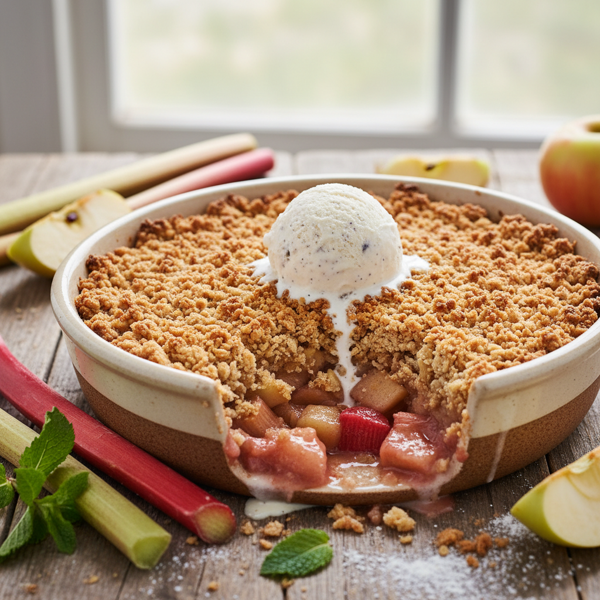 Deliciously Tangy Apple Rhubarb Crisp recipe