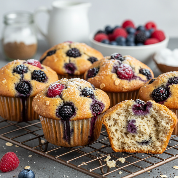 Deliciously Tender Berry Muffins (Gluten-Free, Sugar-Free, Dairy-Free) recipe