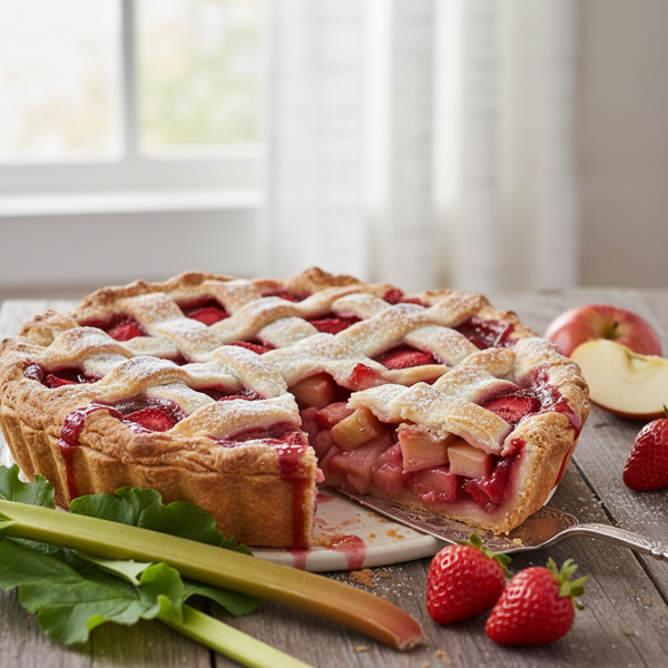 Delightful Apple-Strawberry-Rhubarb Pie recipe