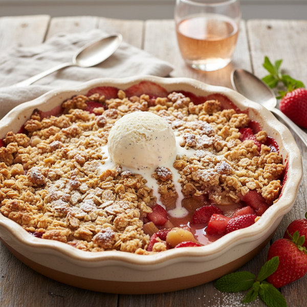 Delightful Apple-Strawberry Rhubarb Crisp recipe