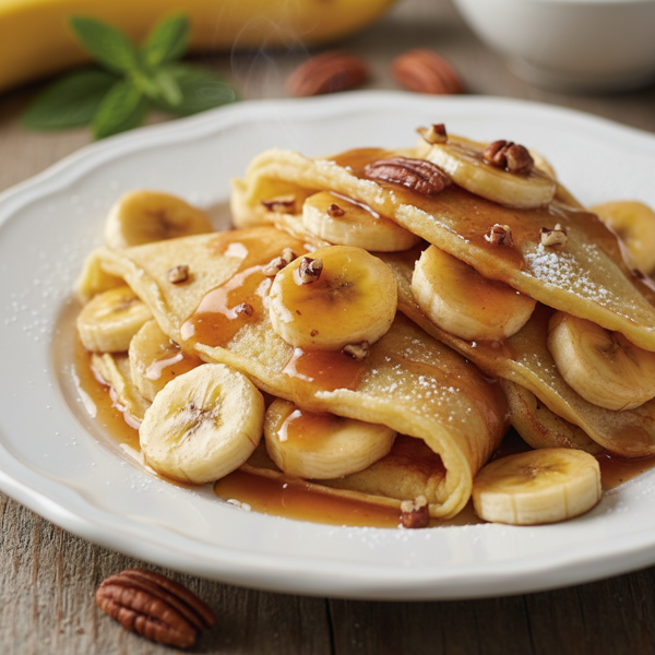 Delightful Banana Crepes with Caramelized Rum Sauce recipe