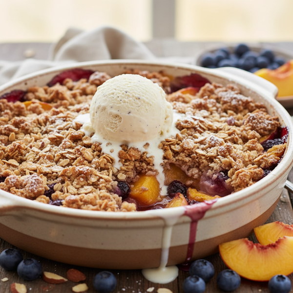 Delightful Blueberry Peach Almond Crisp recipe