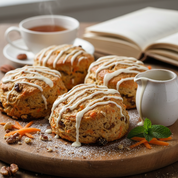Delightful Carrot Cake Scones with Cream Cheese Drizzle recipe