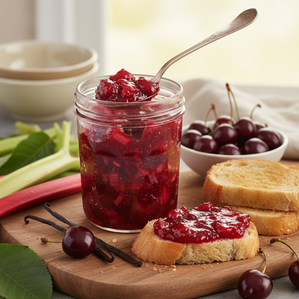Delightful Cherry-Vanilla Rhubarb Spread recipe
