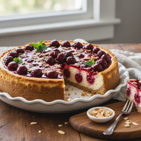 Delightful Cherry Almond Cheesecake recipe
