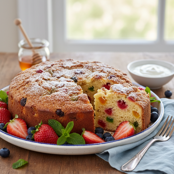 Delightful French Yogurt Fruit Cake recipe
