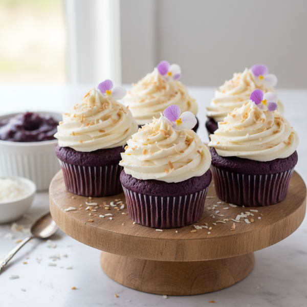 Delightful Gluten-Free Ube Cupcakes with Coconut Frosting recipe