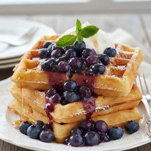 Delightfully Creamy Blueberry Waffles recipe