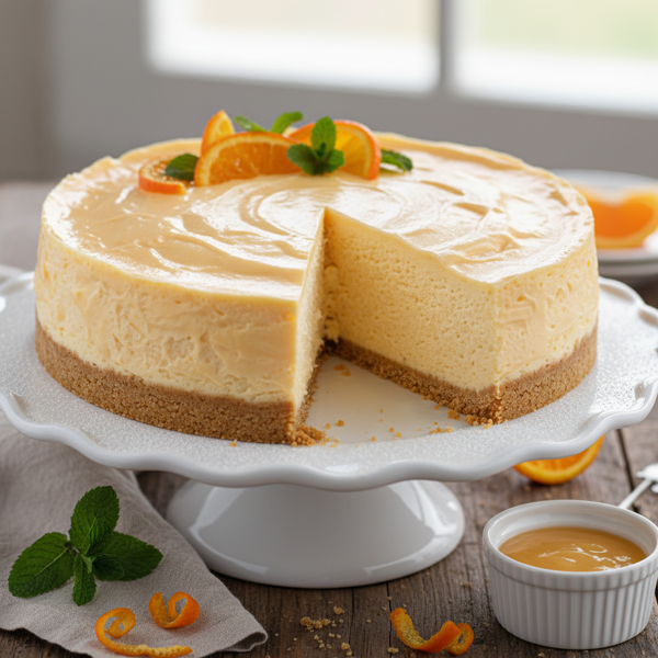 Delightfully Creamy Low-Fat Orange Cheesecake recipe