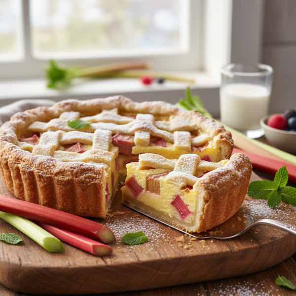 Delightfully Creamy Rhubarb Custard Pie recipe