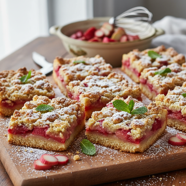 Delightfully Crunchy Rhubarb Cookie Bars recipe