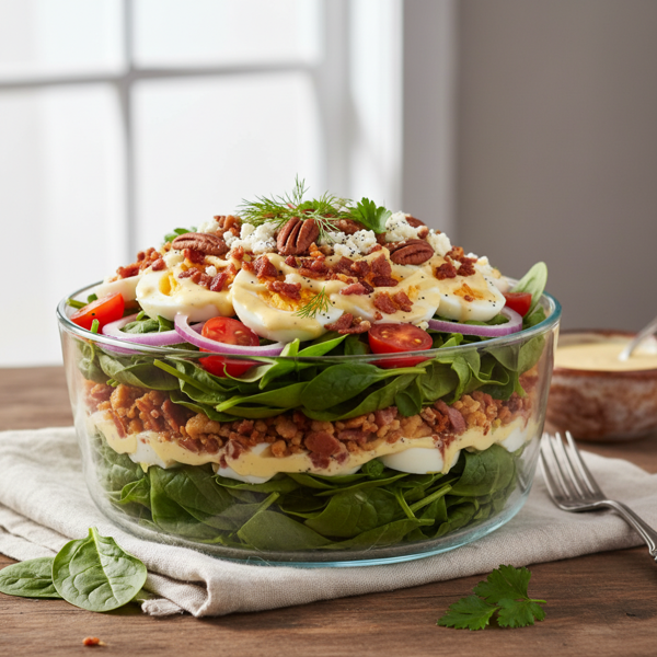 Delightfully Layered Spinach and Bacon Salad recipe